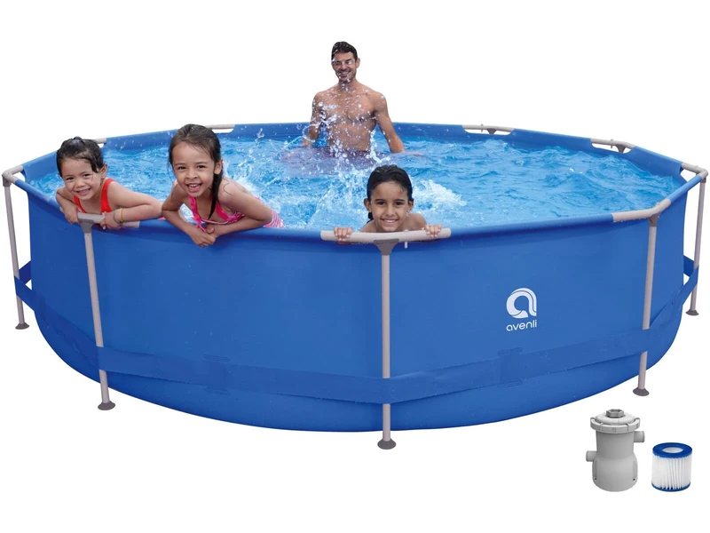 Jilong Round Swimming Pool with Structure Sirocco Blue, Blue
