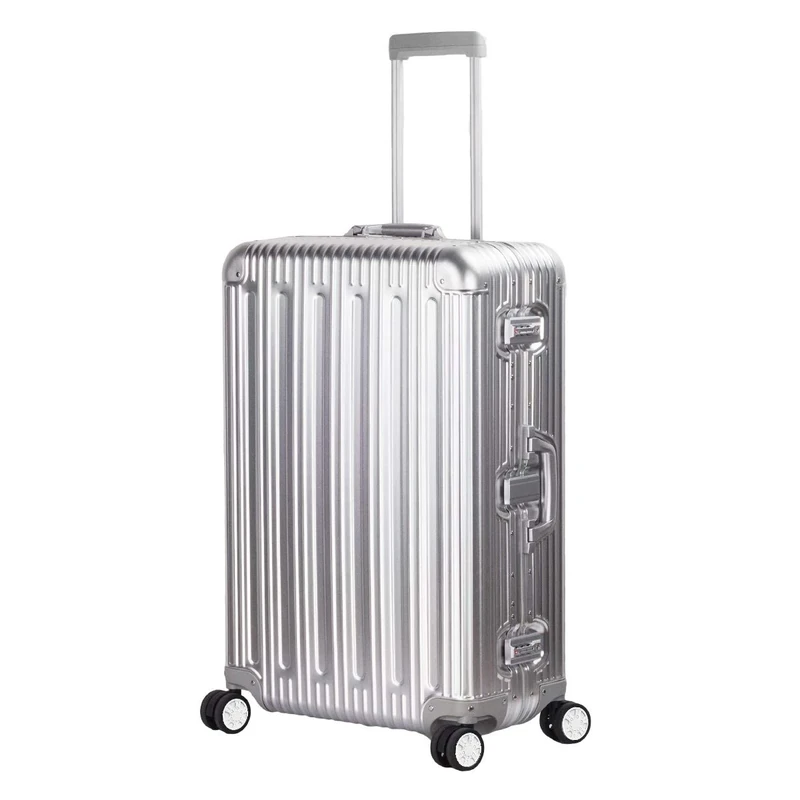 TRAVELKING All Aluminum Suitcase Hard Shell Luggage Case Carry On Spinner Matel Suitcase (Silver, 24 Inch)