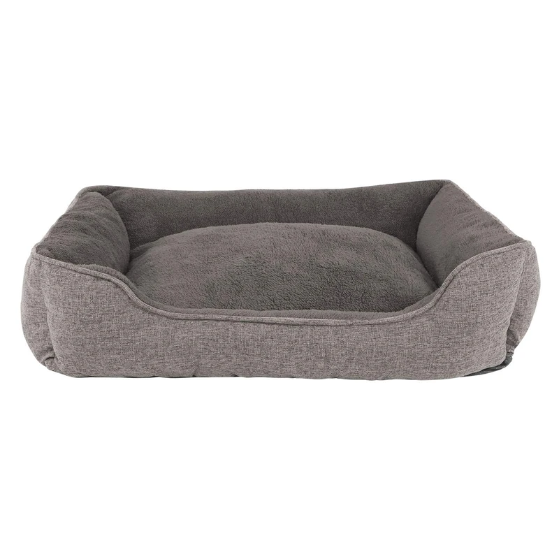 lionto Dog Cushion Mottled with Removable Cover, Cuddly Pet Bed with Comfortable Entry for Dogs and Cats, 90 x 75 cm, Soft Dog Bed with Non-Slip Base, Grey