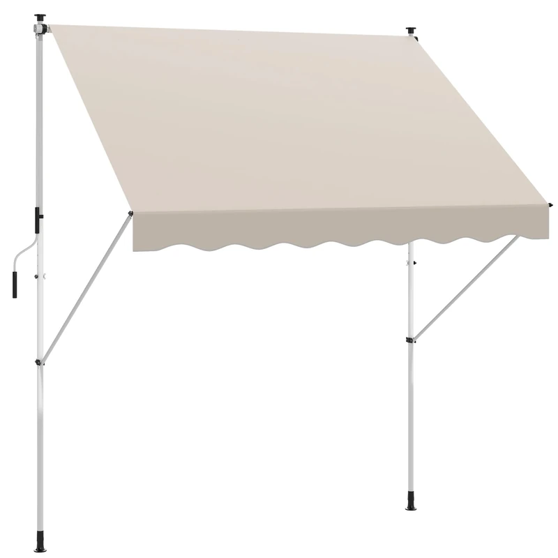 Outsunny Balcony 3 x 1.5m Manual Adjustable Awning, DIY Patio Clamp Awning Canopy, Retractable Shade Shelter Easy to Move for Balcony, Beige - Image 1