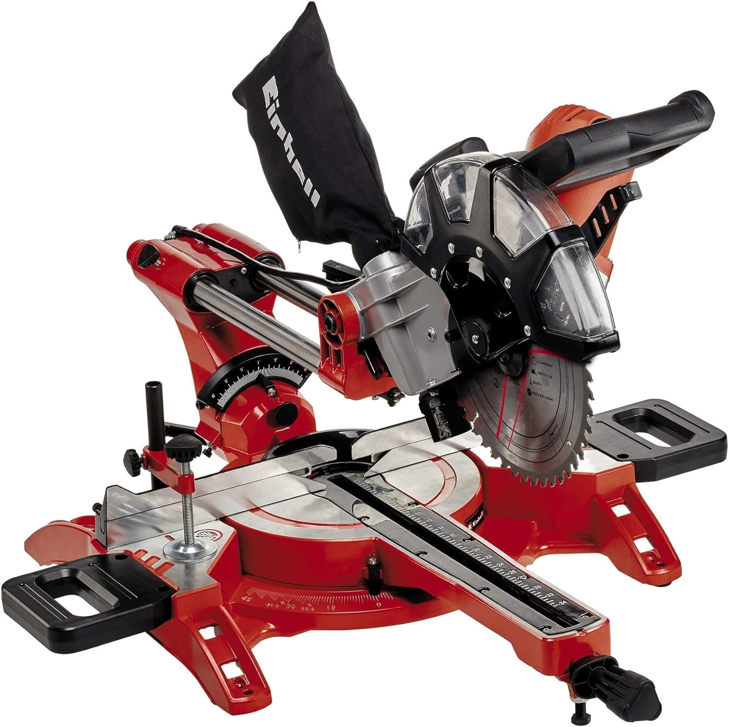 Einhell TC-SM 2534/1 Dual Bevel Sliding Mitre Saw | 2350W Double Bevel Circular Saw, Laser, Dust Extraction, +/-45° Mitre, +/-47° Bevel | Saw With 48T Blade For Cutting Wood, Plastic