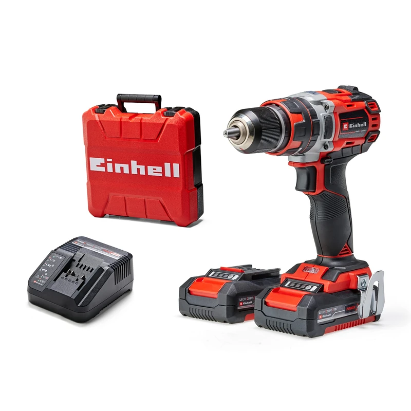 Einhell Power X-Change 50Nm Cordless Drill Driver with 2 Batteries and Charger - 18V Brushless 3-in-1 Combi Drill, Hammer Drill and Screwdriver - TP-CD 18/50 Li-i Impact Drill Set