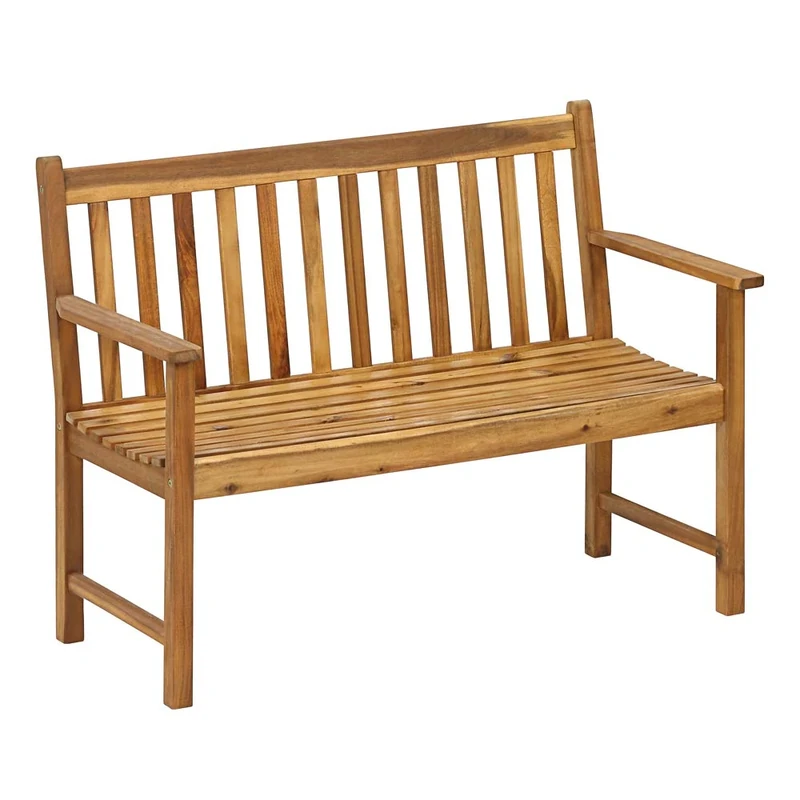 Dehner Mykonos Garden Bench 2 Seater Approx. 120 x 89 x 61 cm FSC® Acacia Wood Brown