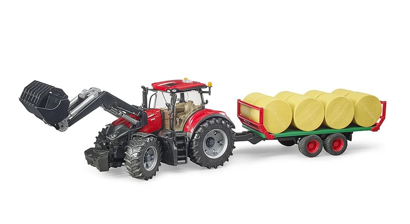 Case IH Optum 300CVX with Front Loader and Bale Trailer