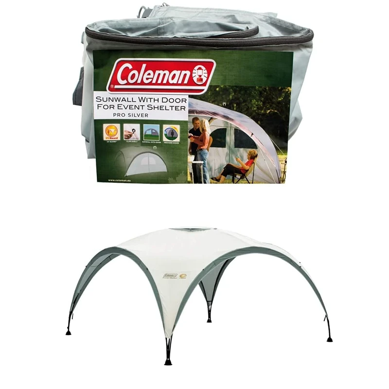Coleman Gazebo Event Shelter L Including Side Panel with Door and Window, Garden and Camping, Sturdy Steel Poles Construction, Large Event Tent, Portable Sun Shelter with Sun Protection SPF 50+