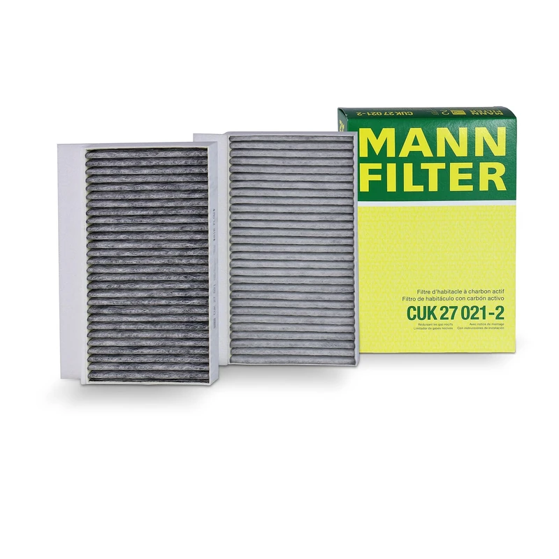 MANN-FILTER CUK 27 021-2 Cabin Air Filter - Pollen Filter with Activated Carbon - (set of 2) for Cars + Transporters