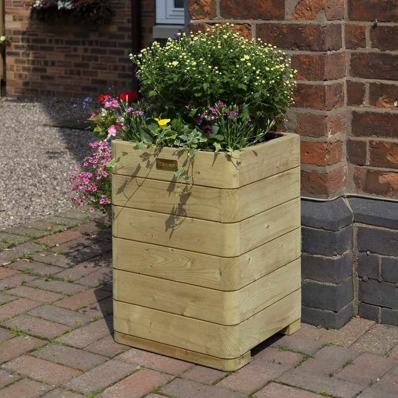 Rowlinson Garden Products Marberry Outdoor Tall Planter 60L Natural Timber