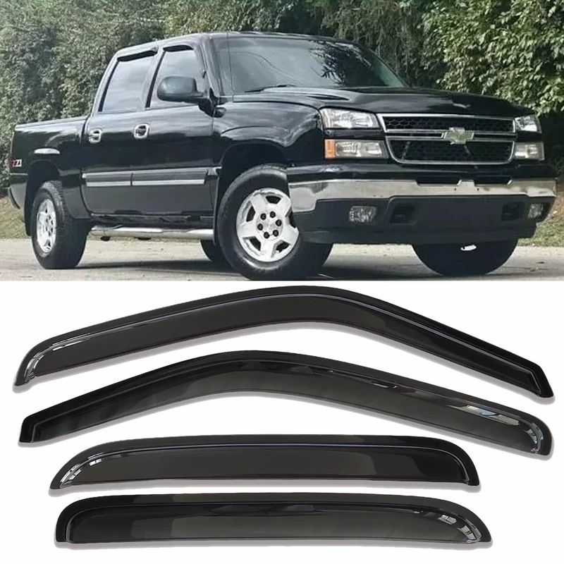 Side Window Visors Rain Guards Wind Deflectors Vent Visor Shades For Chevy Suburban Avalanche Silverado 1500 2500/GMC Yukon XL Sierra 1500 2500/Cadillac Escalade ESV Ext Crew Cab Pickup/SUV 4PCS