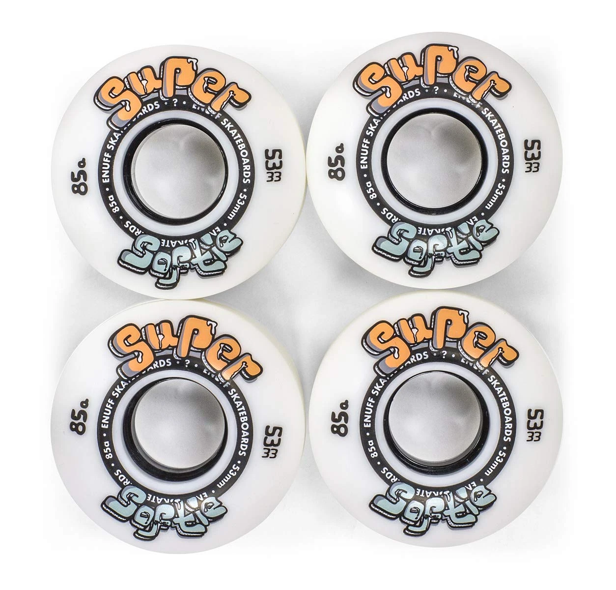 ENUFF Skateboards Super Softie Wheels, Unisex Adult Wheels, White (White), 58 mm
