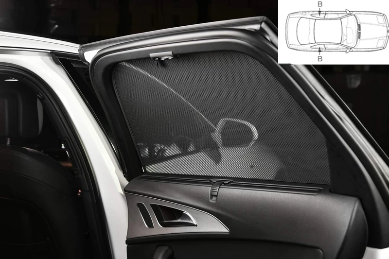 CAR SHADES Set (rear side doors) compatible with Skoda SuperB III Kombi 2015-2023 (2-pieces) - Custom-Fit Sunshades for Cars, Black
