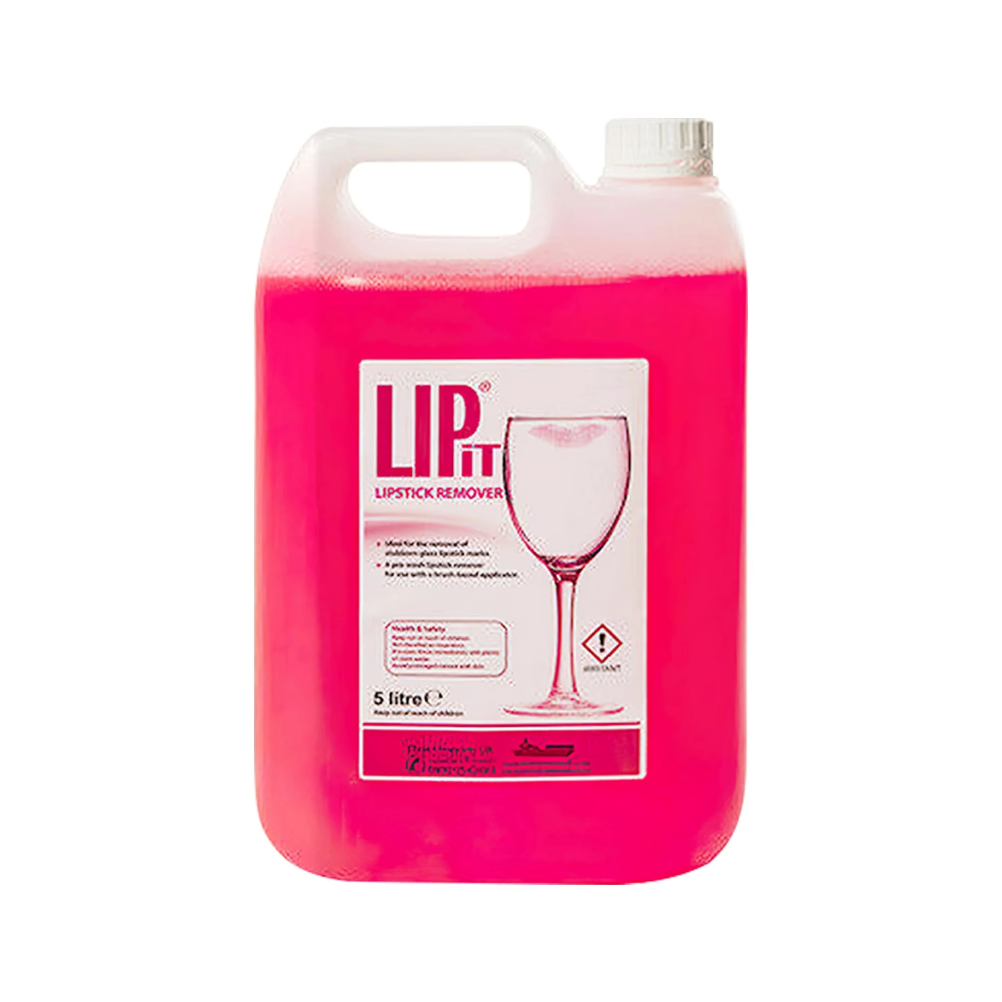 We Can Source It Ltd - Lipit Lipstick Remover for Glassware - Powerful 5 Litre Liquid Formula for Removing Lipstick & Grease Marks from Glasses - Ideal for Bars, Restaurants and Catering Use