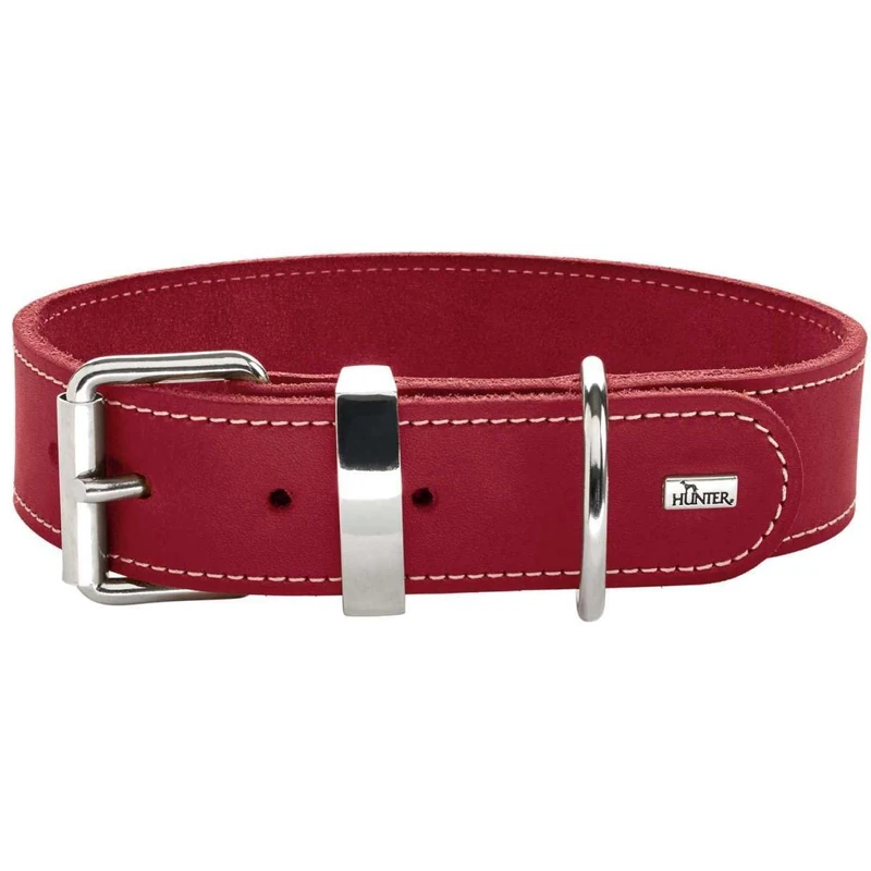 HUNTER AALBORG Special Dog Collar Leather Durable Comfortable 65 (L) Red