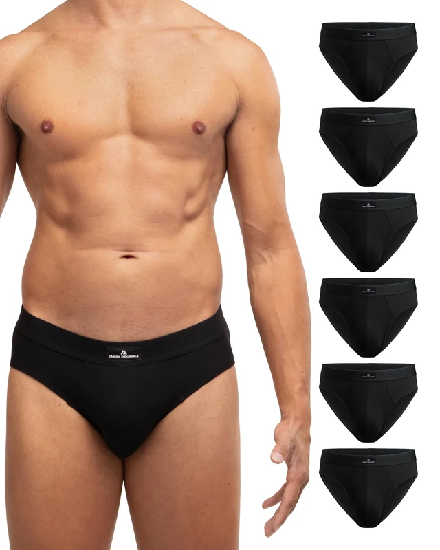 DANISH ENDURANCE Mens Briefs, Underwear Man, Soft Cotton Underpants, Y Fronts for Men, Multipack, 6 Pack, Black, M