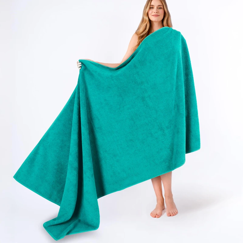American Soft Linen Oversized Bath Sheet 40x80 Extra Large for Bathroom, 100% Cotton Turkish Jumbo Bathsheet Towels for Adults, Turquoise Bath Sheet
