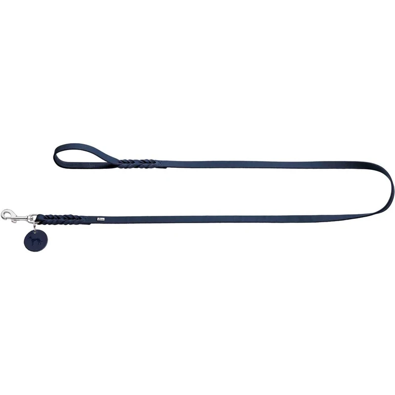 HUNTER Solid Education Dog Lead Dark Blue Leather Braided Robust Soft Hand Strap Size 11/200
