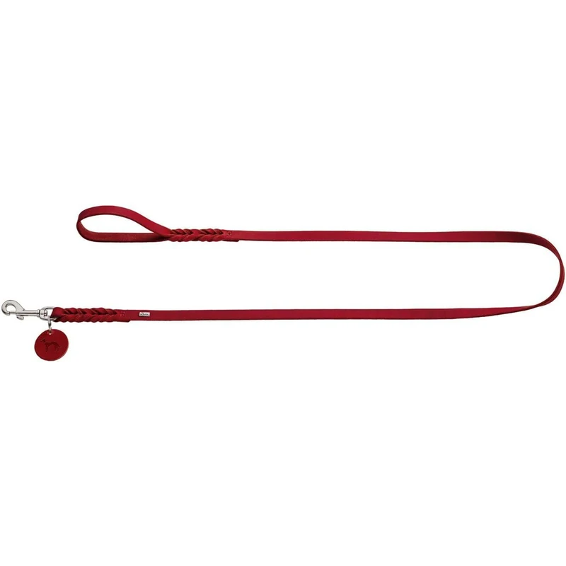 HUNTER SOLID EDICATION Dog Lead Leather Braided Durable Soft Hand Strap 1.6 x 100 cm Red