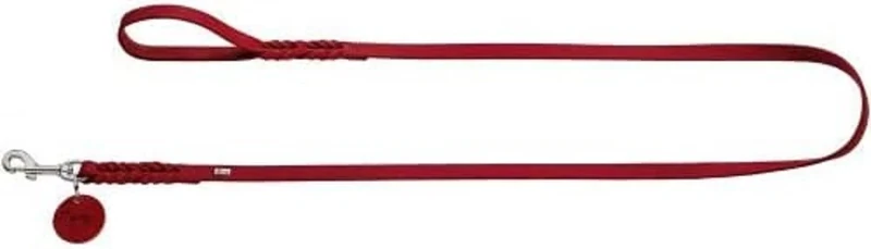 HUNTER SOLID EDICATION Dog Lead Leather Braided Durable Soft Hand Strap 1.6 x 150 cm Red