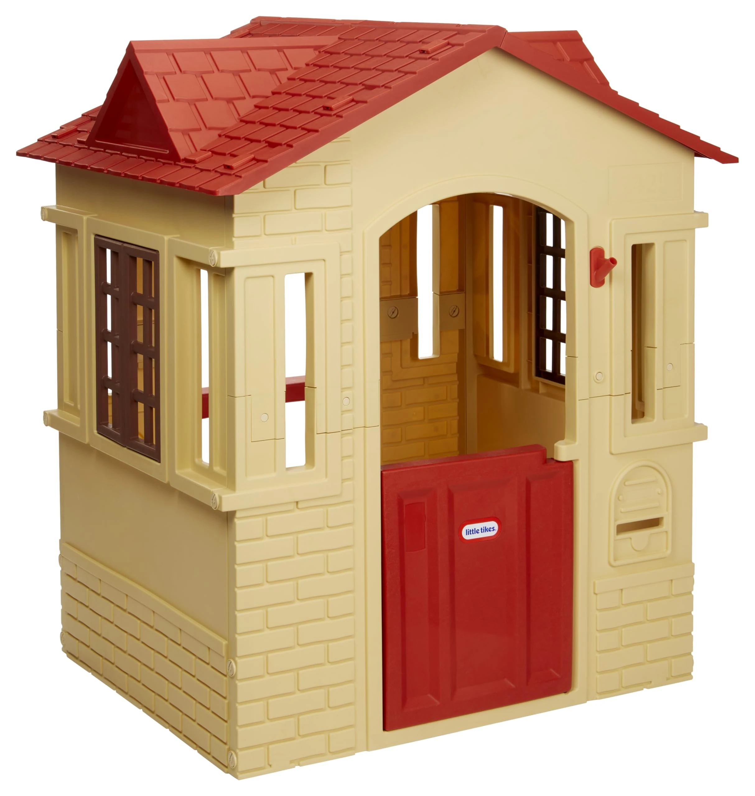 little tikes Cape Cottage Playhouse - With Working Doors, Windows & Shutters - Interactive - Active Play Promotes Physical Development - Indoor or Outdoor Use - Tan