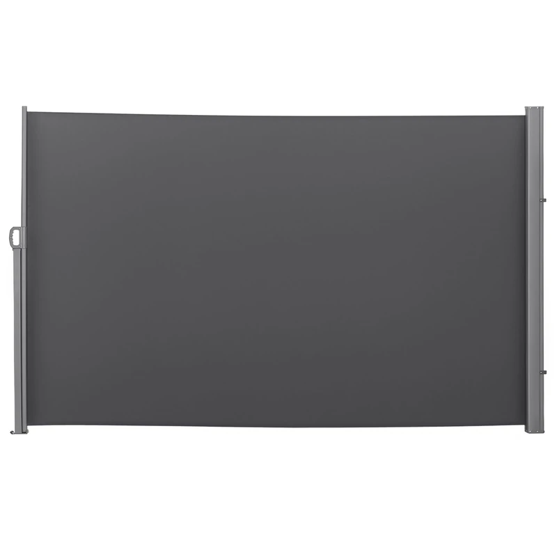Outsunny Retractable Sun Side Awning Screen Fence Patio Garden Wall Balcony Screening Panel Outdoor Blind Privacy Divider (3x1.8M, Grey)