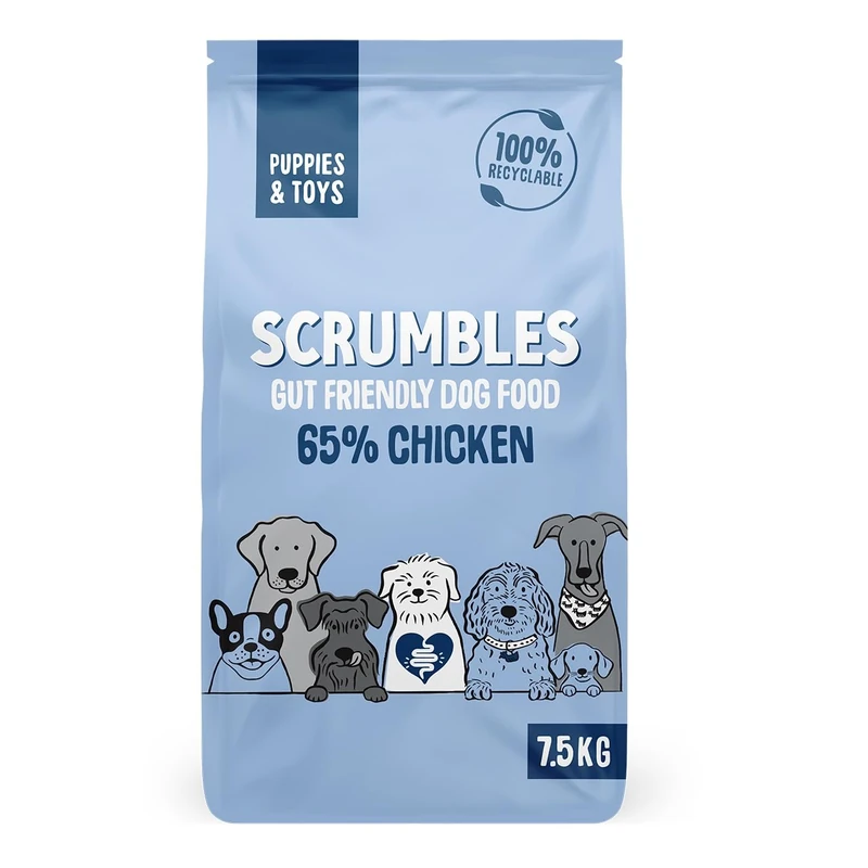 Scrumbles Natural Gluten-Free Dog Dry Food With Fresh Chicken, For Puppies And Adult Toy Breeds, 7.5Kg