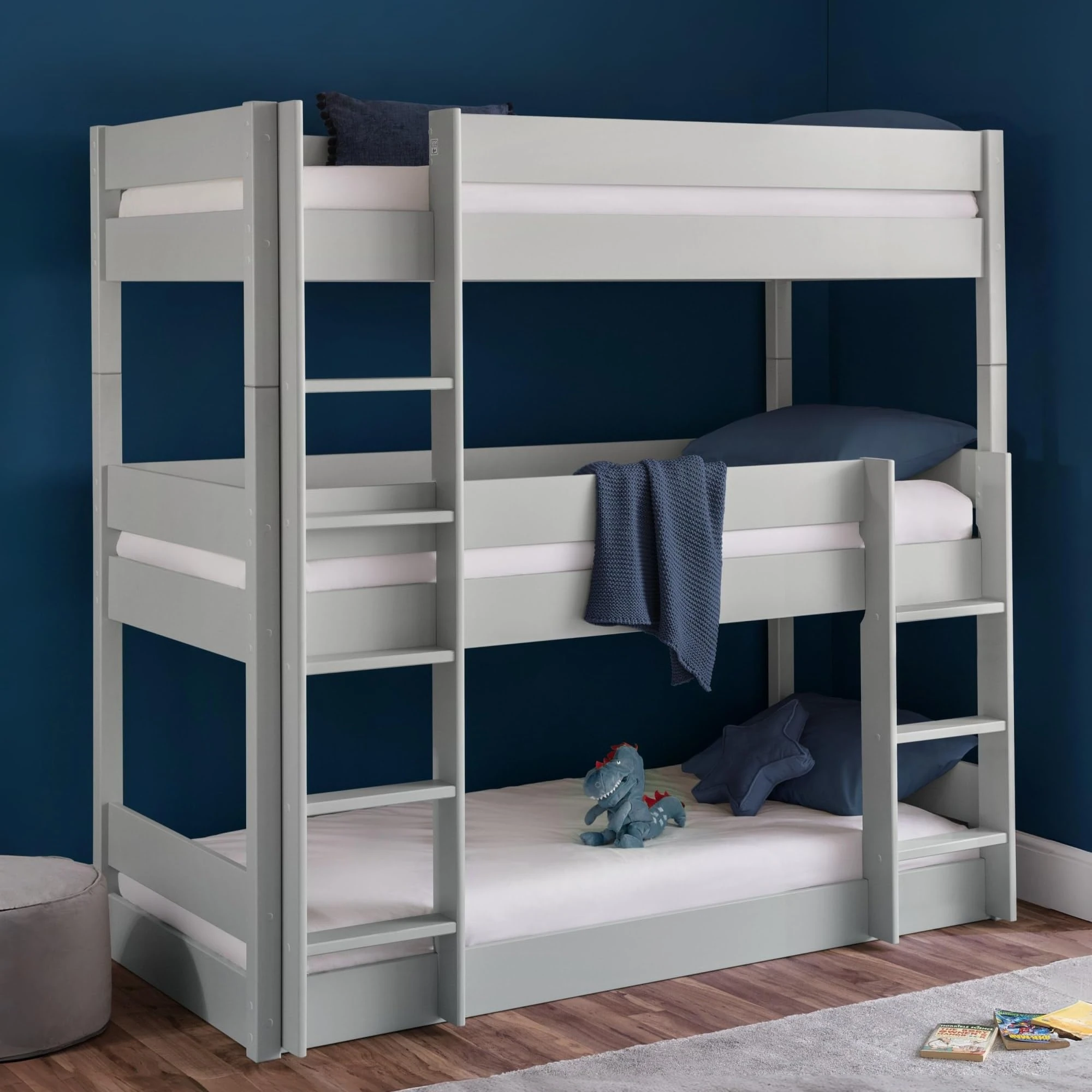 Julian Bowen Dove Grey Wood Trio Bunk Bed, Single