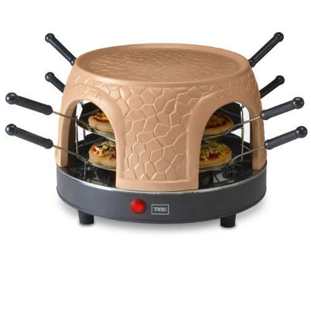 Trebs 99392 Pizzagusto - pizza oven with terracotta dome for 8 people - pizza dome - 1000 watts - preparation in just 5-7 minutes - new, more efficient dome design