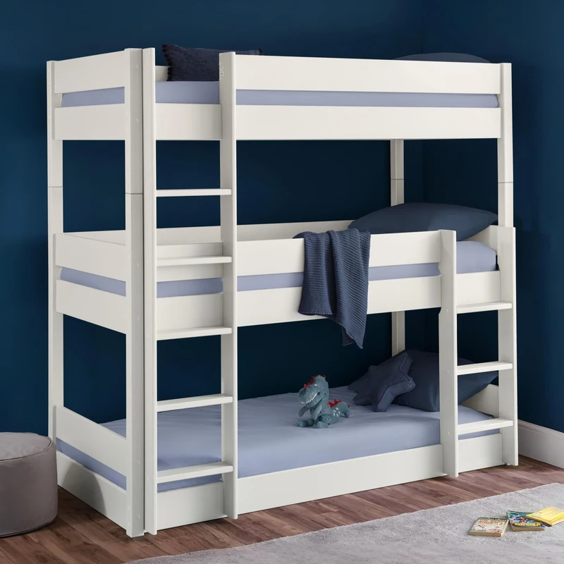Julian Bowen Surf White Wood Trio Bunk Bed, Single