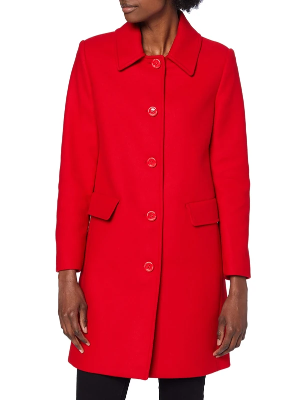 Love Moschino Women's Coat_Heart and Logo Studs in The Back Wool, red, 14