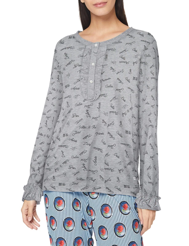 Calida Women's Viktor & Rolf Pajama Top, Gravel melé, X-Small