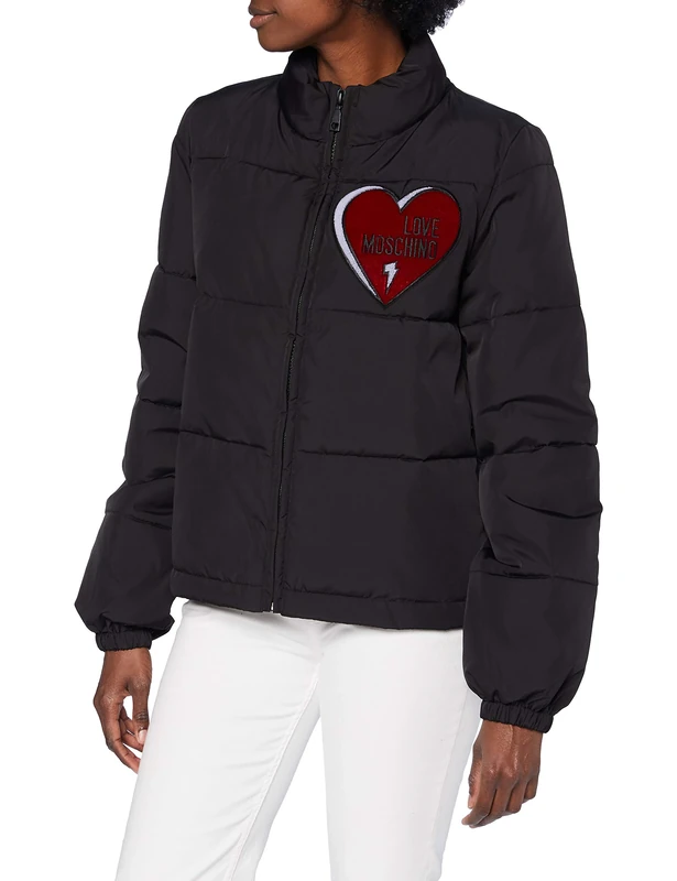 Love Moschino Women's Jacket_Thunder Heart Embroidery, Black, 14