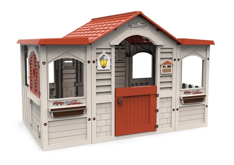 Chicos - Large Children's House for Outdoor and Indoor | Made of Strong and Durable Plastic | Beige with Red Roof (89650)