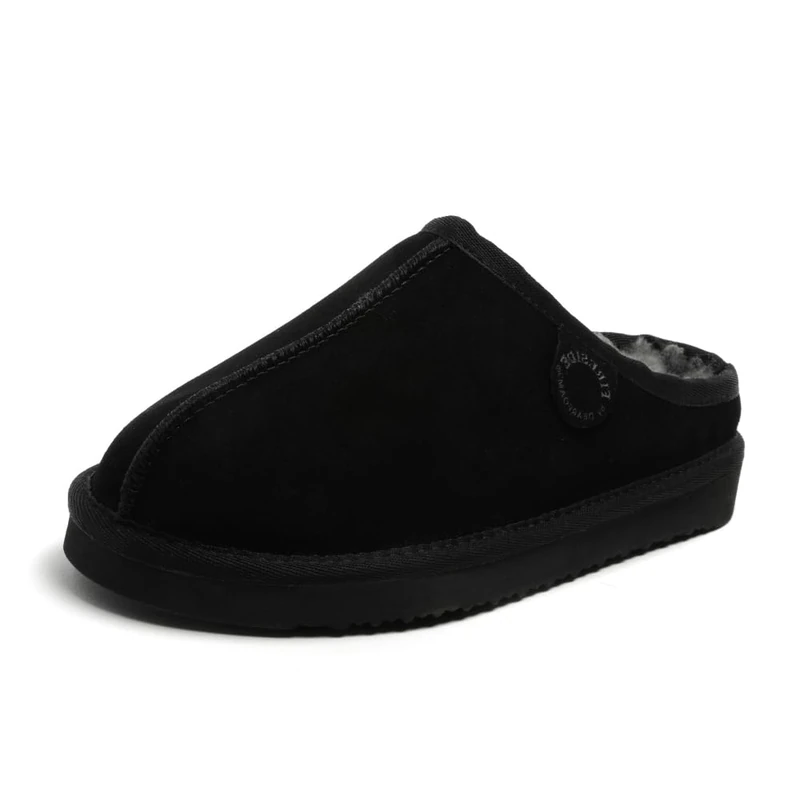 Fireside by Dearfoams Men's Grafton Faux Shearling Clog Slipper, Black, 7 UK - Image 1
