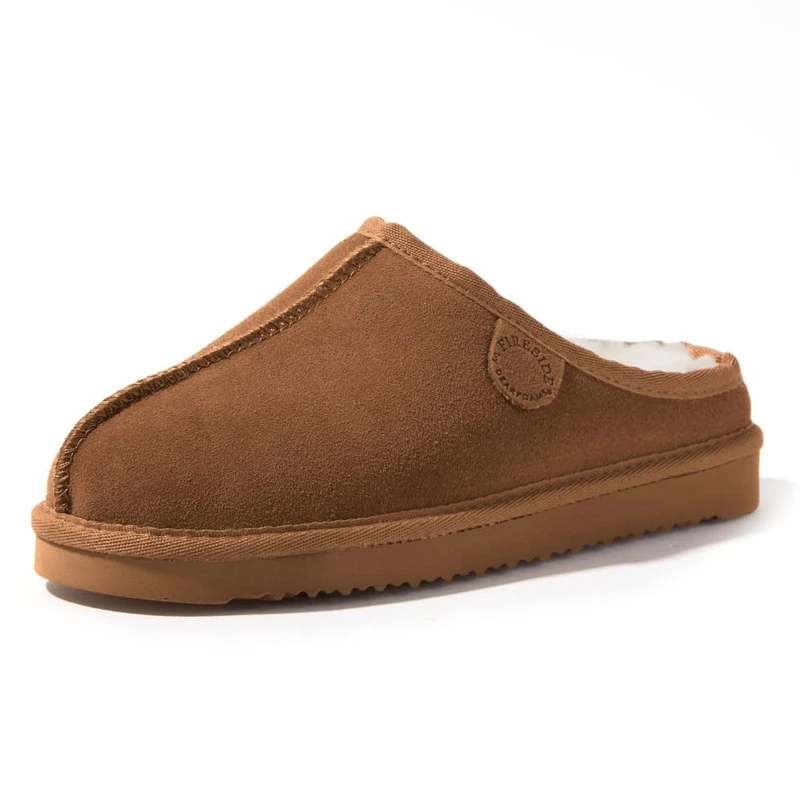 Fireside by Dearfoams Men's Grafton Slipper, Chestnut, 10 UK