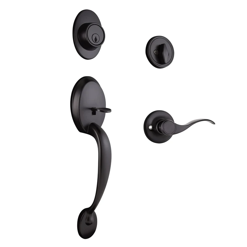Design House 778910 Coventry Door Handleset with Springdale Interior Lever and Single Cylinder Deadbolt Matte Black
