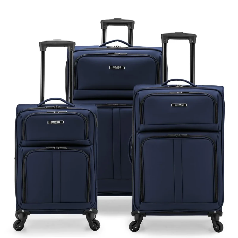 U.S. Traveler Anzio Softside Expandable Spinner Luggage, Navy, Checked-Large 30-Inch, Anzio Softside Expandable Spinner Luggage