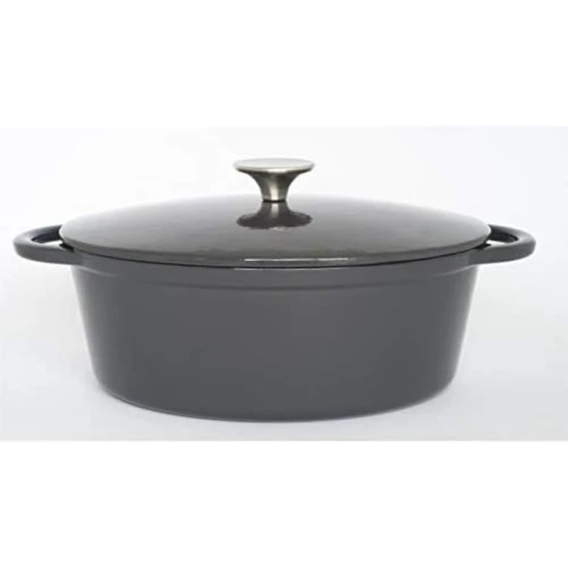 Baumalu 389061 Casserole Pot Oval Cast Iron 27 cm Coconut Gloss Grey Majolique