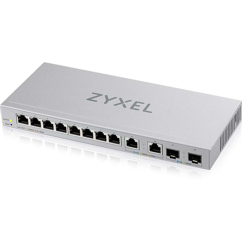 Zyxel Multi-Gig 12-Port Web Managed Switch with 2-Port 2.5G/2-Port 10G SFP+ Desktop/Wallmount, 5-Years Warranty [XGS1210-12]