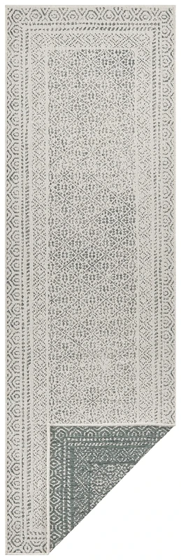 Hanse Home Flat Weave Reversible Rug Frame for Indoor and Outdoor Use (100% Polypropylene, UV and Weather Resistant, Suitable for Underfloor Heating), 80 x 250 cm, Green/Cream