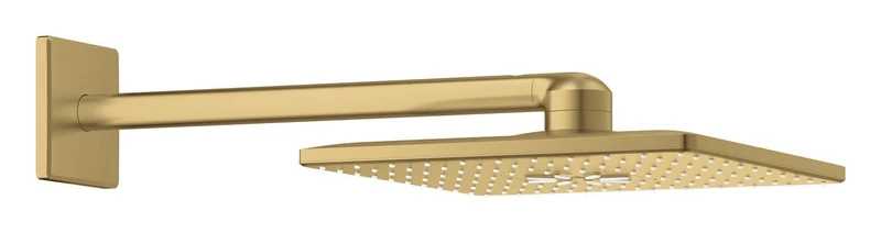 GROHE Rainshower 310 SmartActive Cube Head Shower Set (Wall Mounted Arm 430 mm, Showerhead 310 mm 2 Sprays, Anti-Limescale System), Square Shape, Brushed Gold, 26479GN0