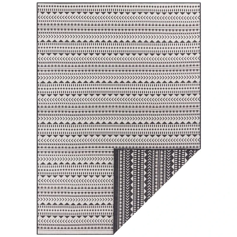 Hanse Home Indio Flat Weave Reversible Rug for Indoor and Outdoor Use (100% Polypropylene, UV and Weather Resistant, Suitable for Underfloor Heating, 120 x 170 cm, Black/Cream