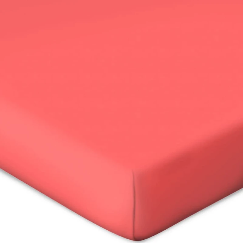 Bassetti Fitted Sheet for Box Spring Topper Plain Colour Coral X1/687 Size 90 x 190 100 x 220 cm