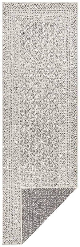 Hanse Home Flat Weave Reversible Rug Frame for Indoor and Outdoor Use (100% Polypropylene, UV and Weather Resistant, Suitable for Underfloor Heating), 80 x 250 cm, Grey/Cream