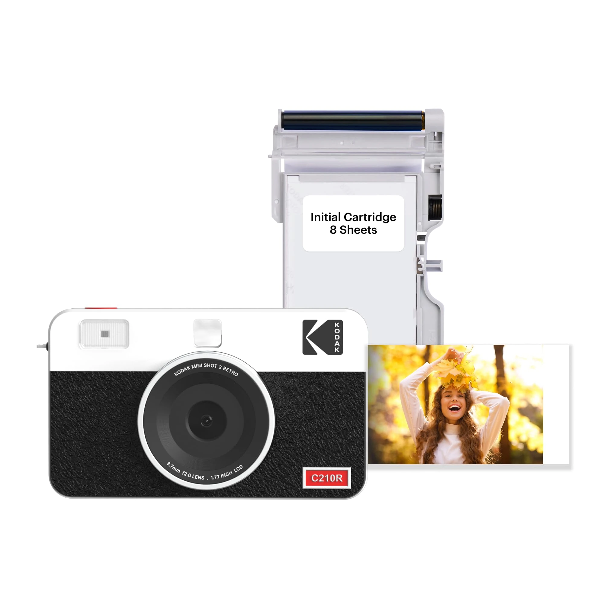 Kodak Mini Shot 2 Retro Portable Wireless Instant Camera & Photo Printer, Compatible with iOS & Android and Bluetooth Devices, Real Photo (2.1x3.4) 4Pass Technology - White