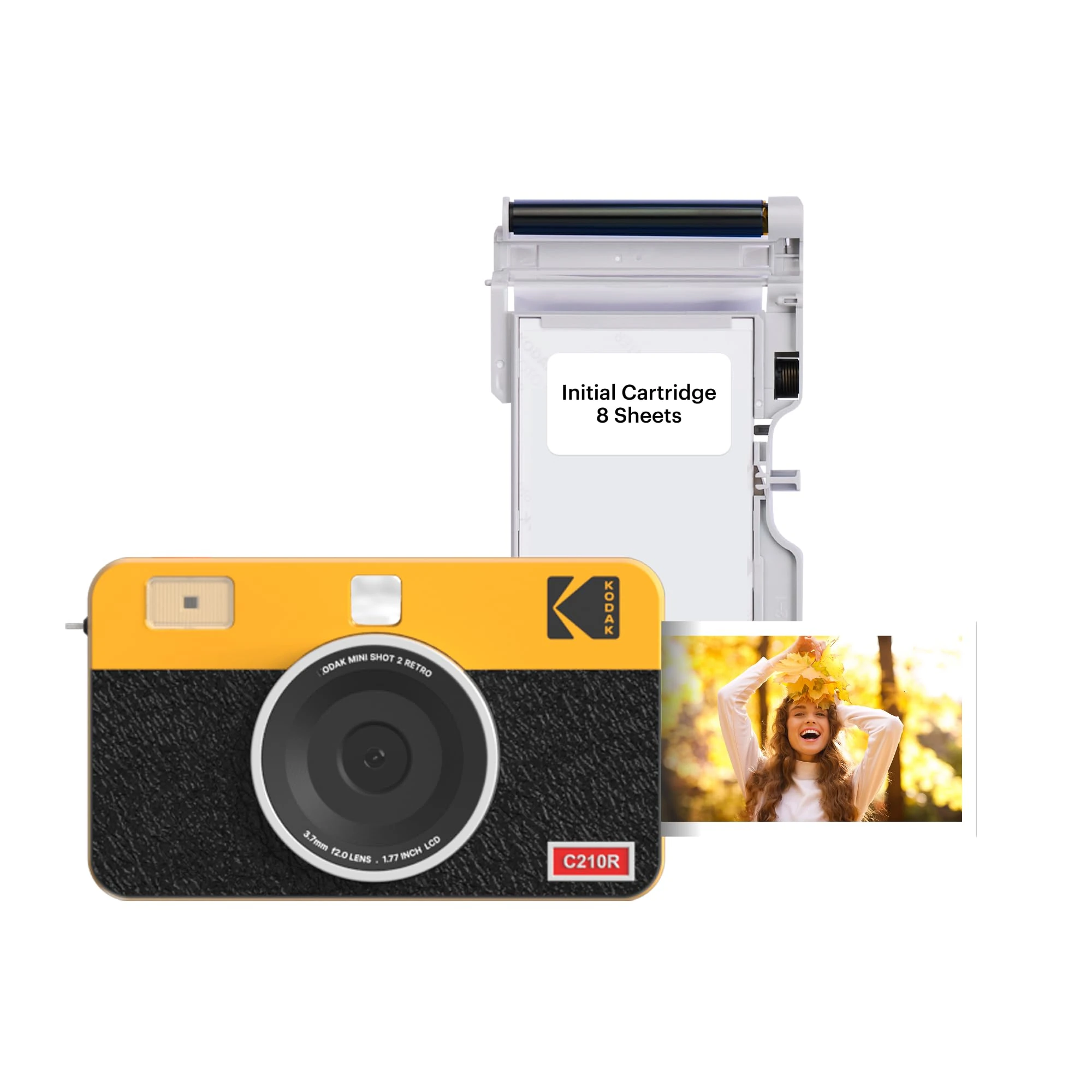 Kodak Mini Shot 2 Retro Portable Wireless Instant Camera & Photo Printer, Compatible with iOS & Android and Bluetooth Devices, Real Photo (2.1x3.4) 4Pass Technology - Yellow