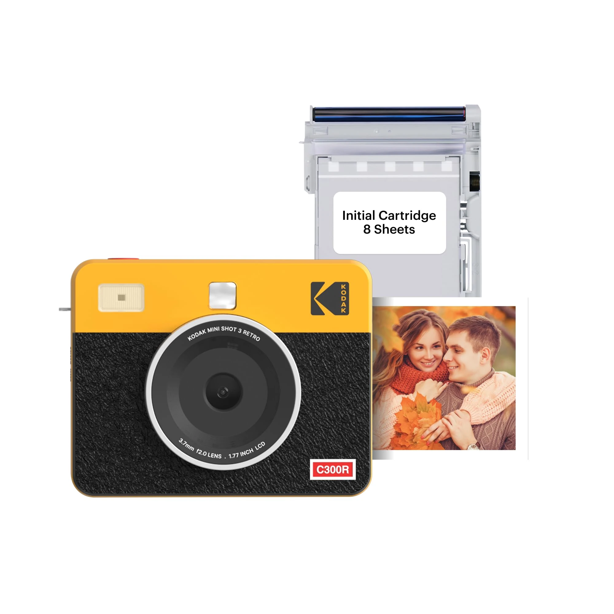 Kodak Mini Shot 3 Retro - Portable Instant Camera and Photo Printer – 2-in-1 Printer Compatible with iOS & Android – Bluetooth Connection - (7.6 x 7.6 cm) - Yellow