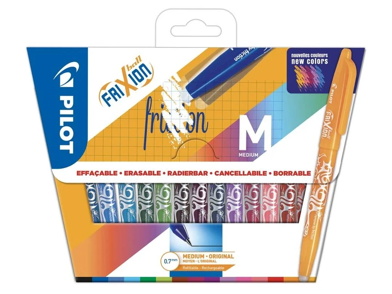PILOT FriXion Ball Erasable Rollerball Pen Set of 15 (Black, Blue, Blue, Black, Skyblue, Light Blue, Purple, Pink, Coral, Red, Dark Red, Apricot, Orange, Green, Light Green)