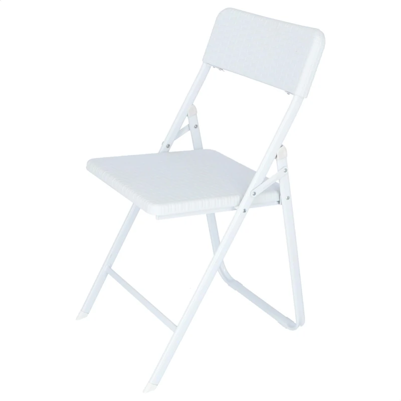 Mueblear Aranaz | Delta Chairs | Metal Folding Chair | With Seat and Back in Rattan | Ideal for Home, Shops, Events, Weddings | Strong and Functional | White | 42.5 cm (W) x 50 cm (D) x 81 cm (H)