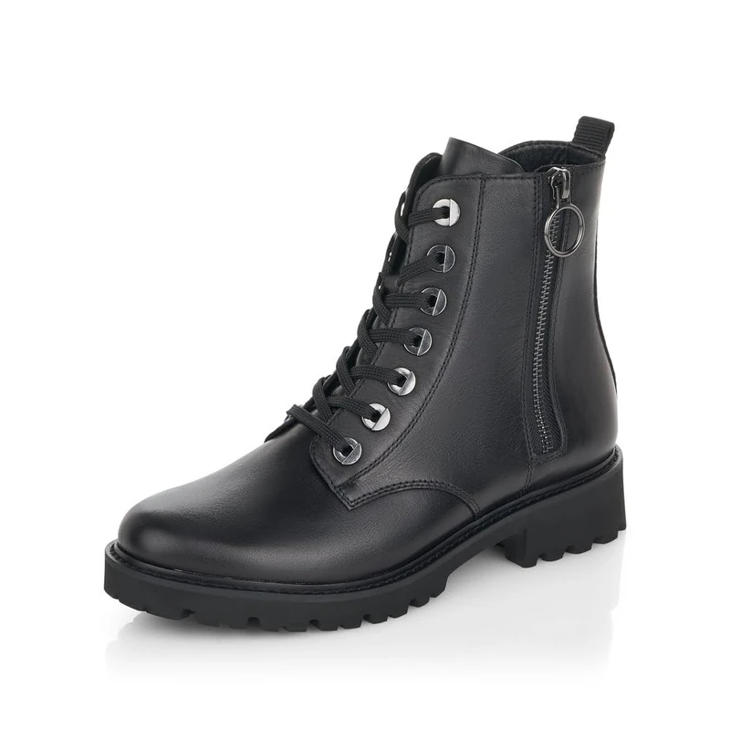 Remonte Women Ankle Boots D8671, Ladies Lace-up Ankle Boot,Removable Insole,Short Boots,lace-up Boot,Low Boots,Zipper,Schwarz,45 EU / 10.5 UK