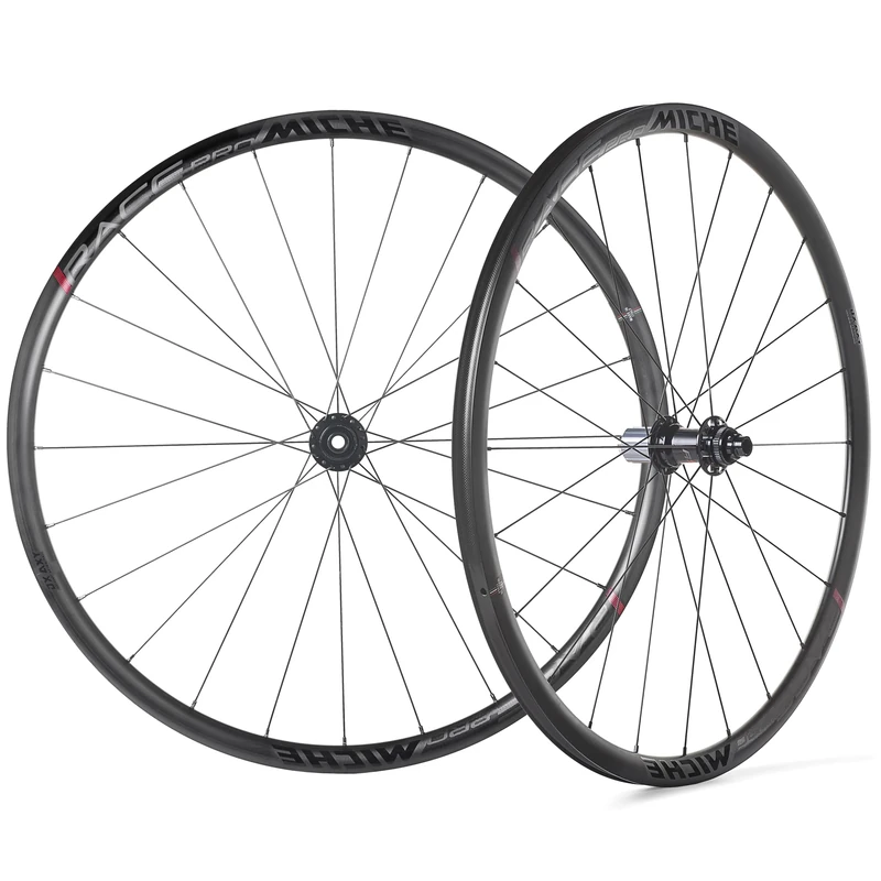 MICHE Race PRO DX Road Wheelset, 622-19C, Black, Compatible with HG Cassettes