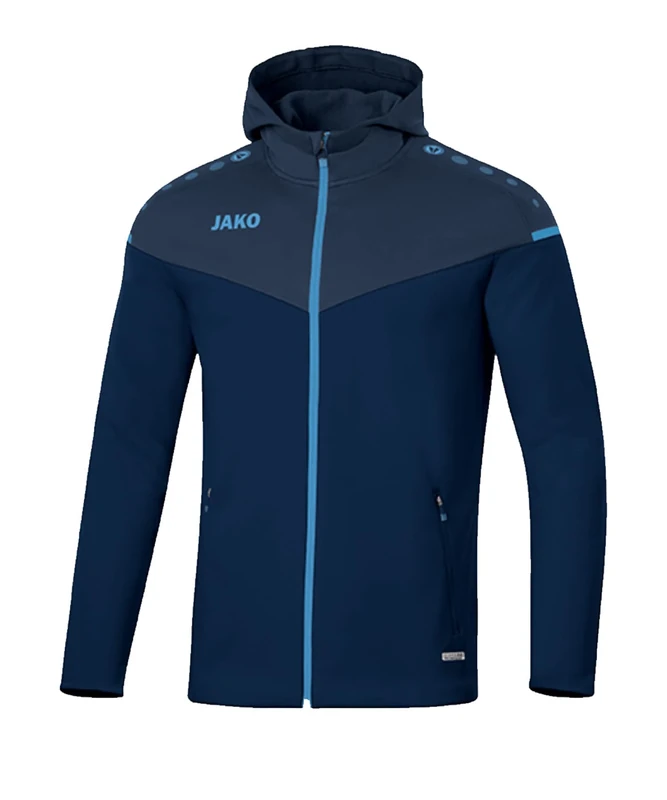 JAKO Women's Champ 2.0 Hooded Jacket, Navy/Dark Blue/Sky Blue, 36 (EU)